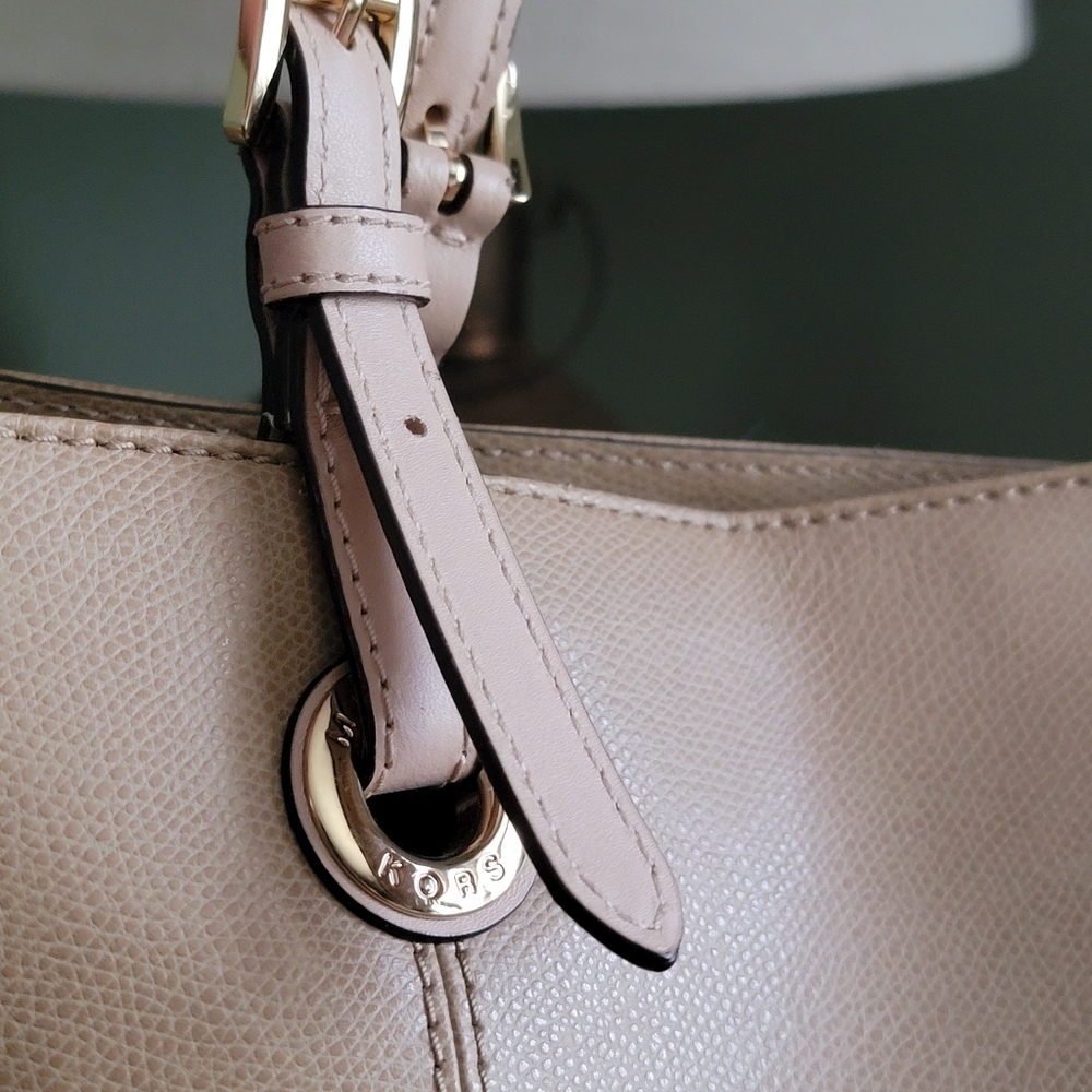 Michael Kors Large Pebbled Leather Tote Beige Taupe Shoulder Bag Purse - Picture 4 of 16